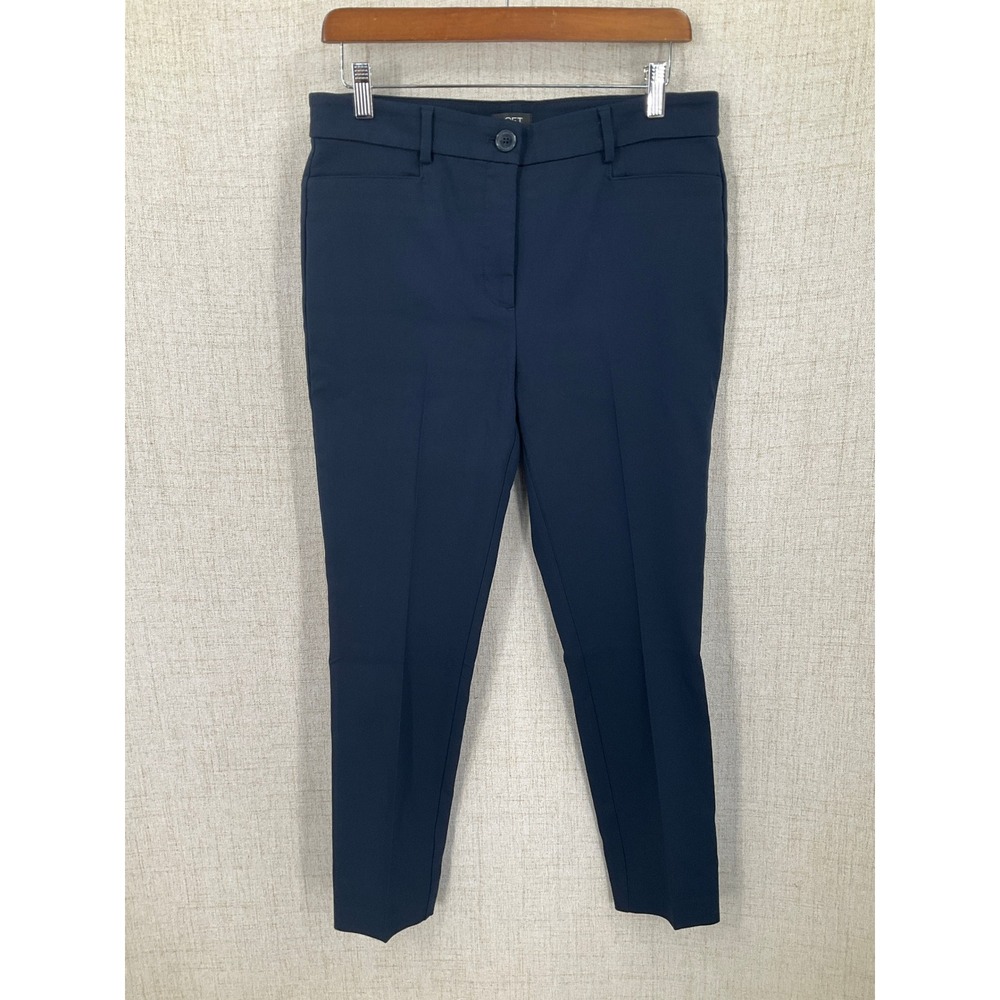 LOFT The Ankle Pants Women 8 Navy Blue Stretch Twill Tapered Classic Workwear